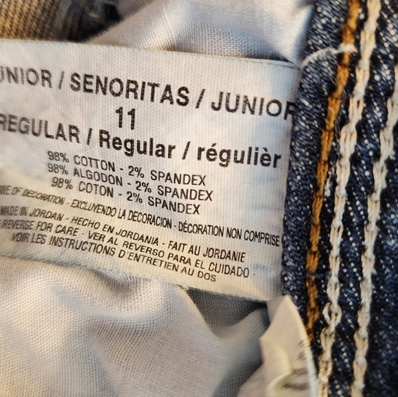 Vintage LEI Sophia Hiphugger Flare Med Blue Embroidered Jeans Winter Bohemian - Picture 9 of 12